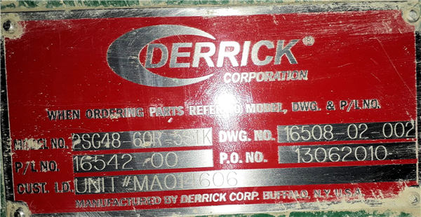13 Units - Derrick 5-deck Stack Sizers, Model 2sf48-60r-5stk/2sg48-60r-5s1k)